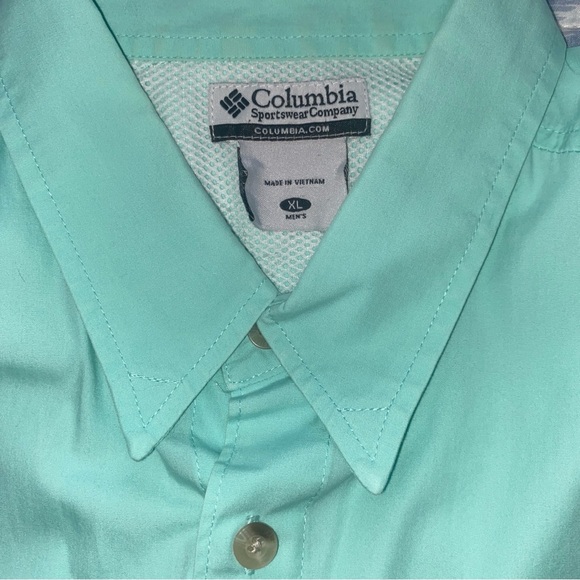 COLUMBIA Men's PFG Super Bonehead Classic Sea Green Short Sleeve Shirt XL - GUC - Picture 7 of 9
